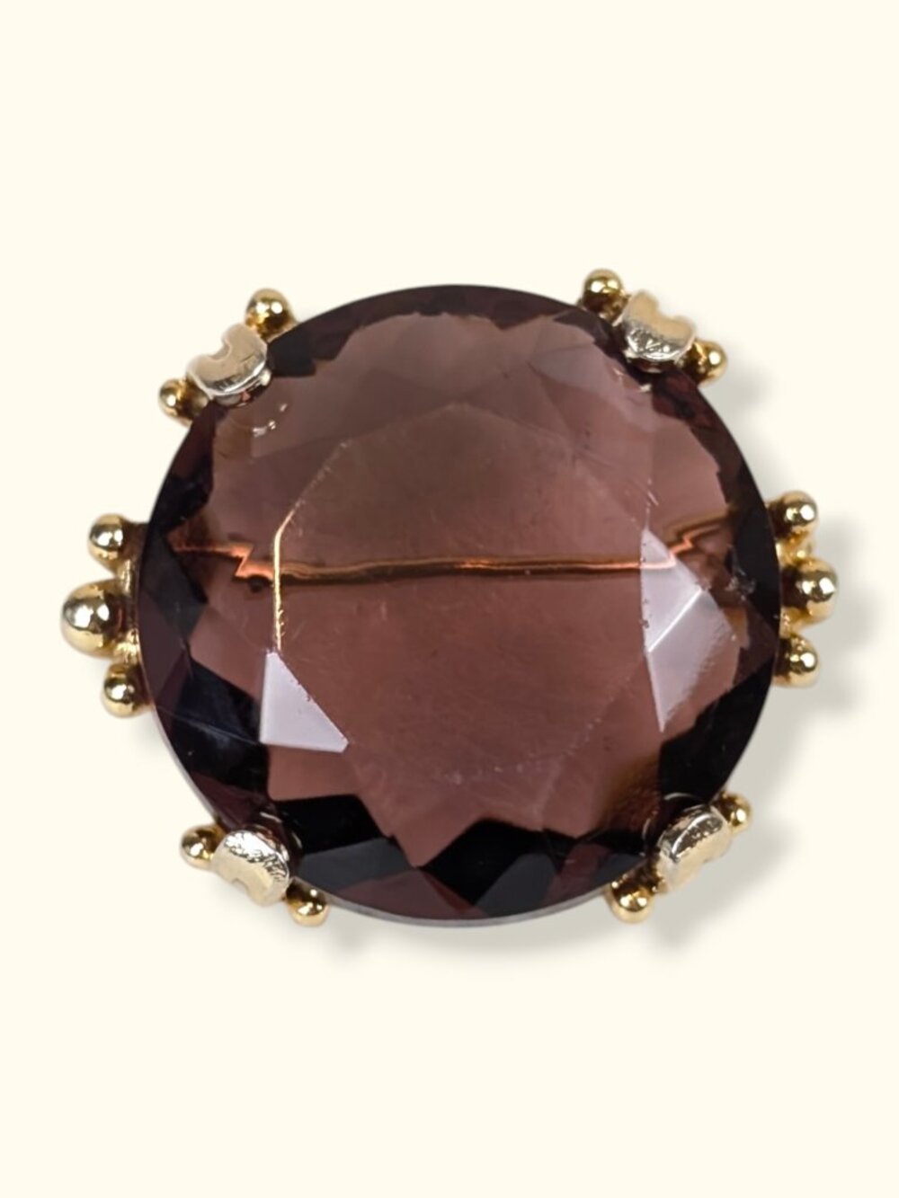 Vintage Sphinx Faceted Purple Glass Brooch
